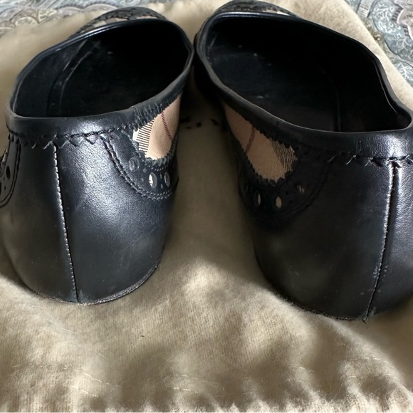 Burberry Black/Beige Nova Check Coated Canvas and Brogue Leather Ballet Flat - Picture 3 of 4